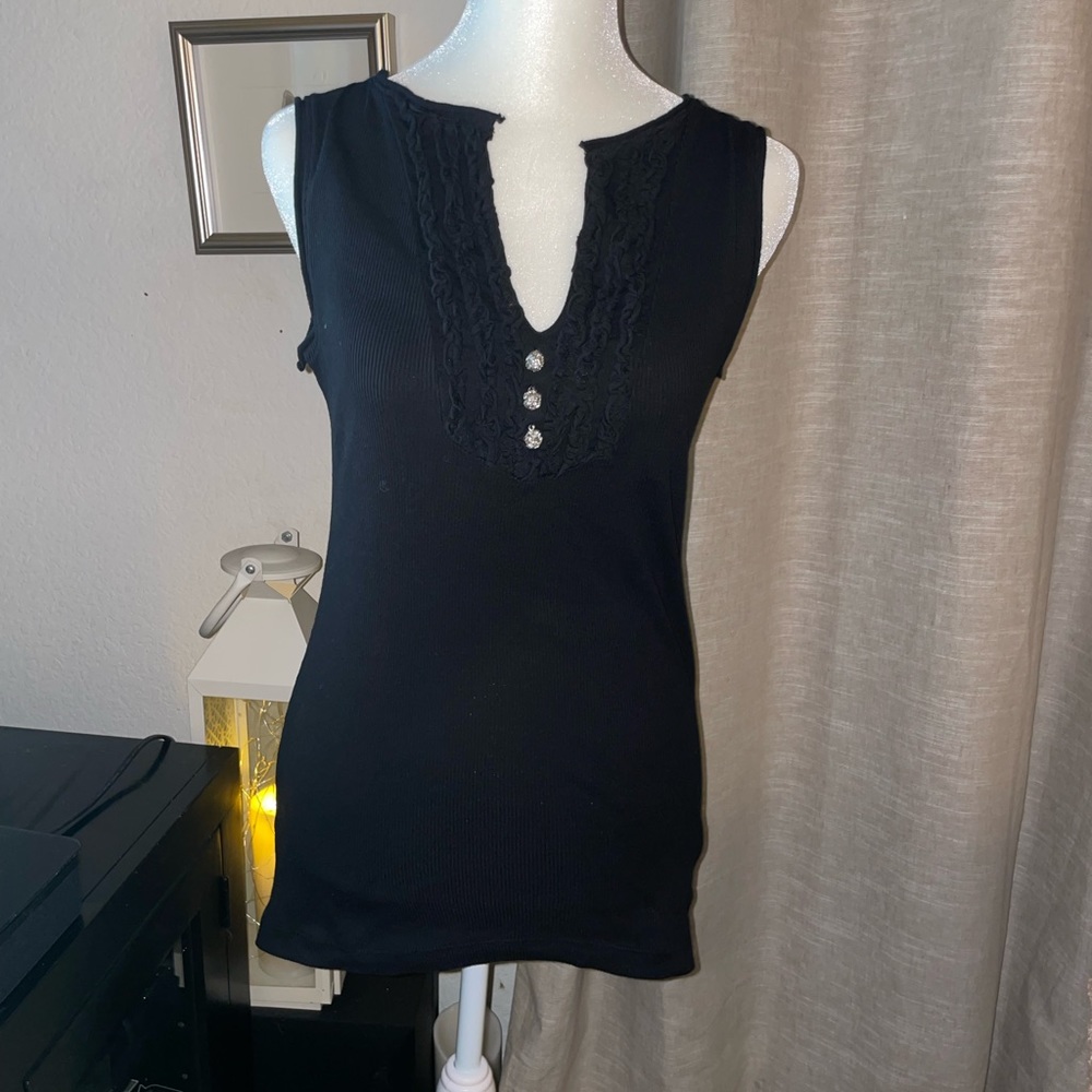Anthropologie Charlotte Tarantola black tank